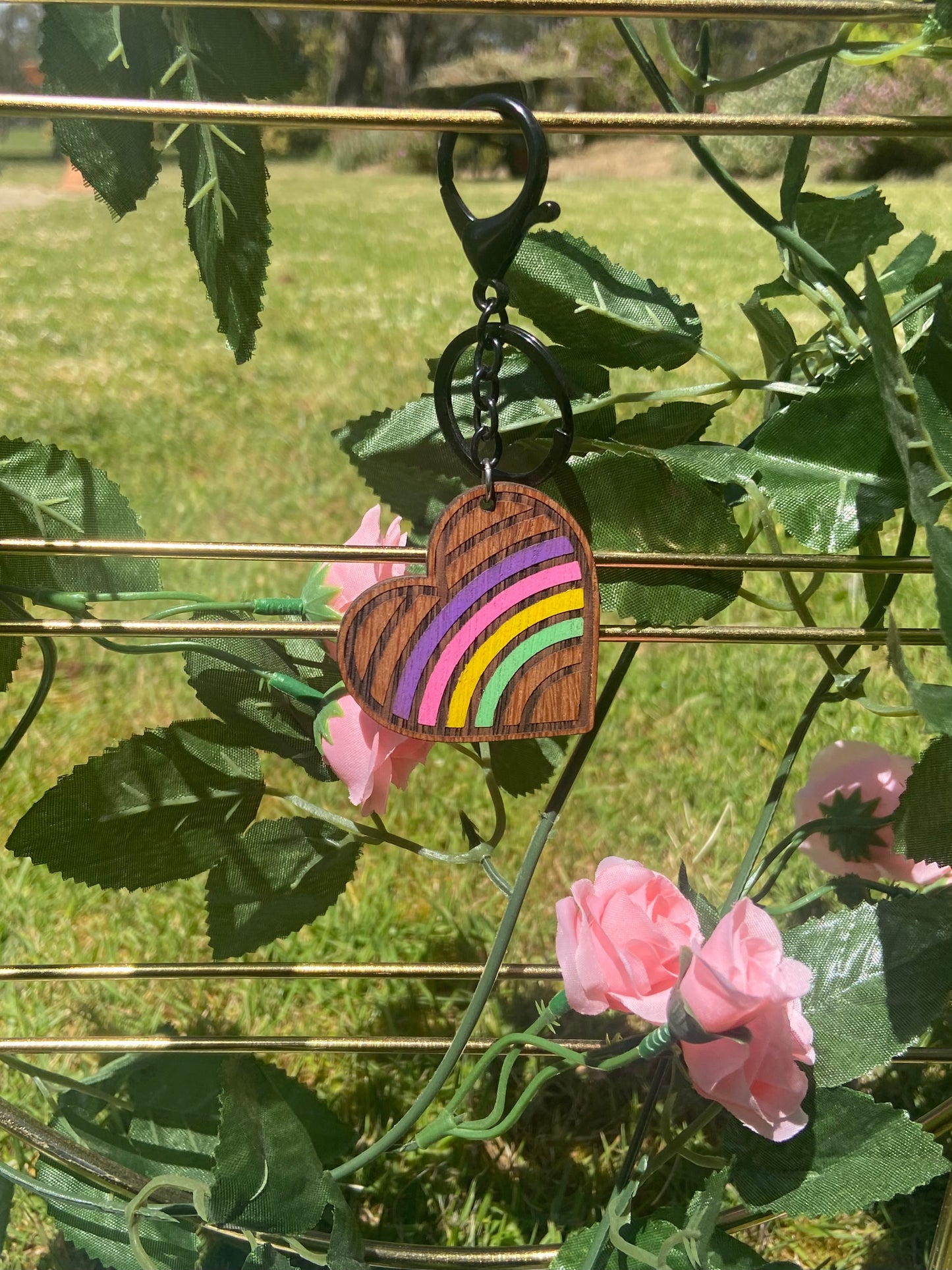 Wooden Pride Heart Keychains - Assorted
