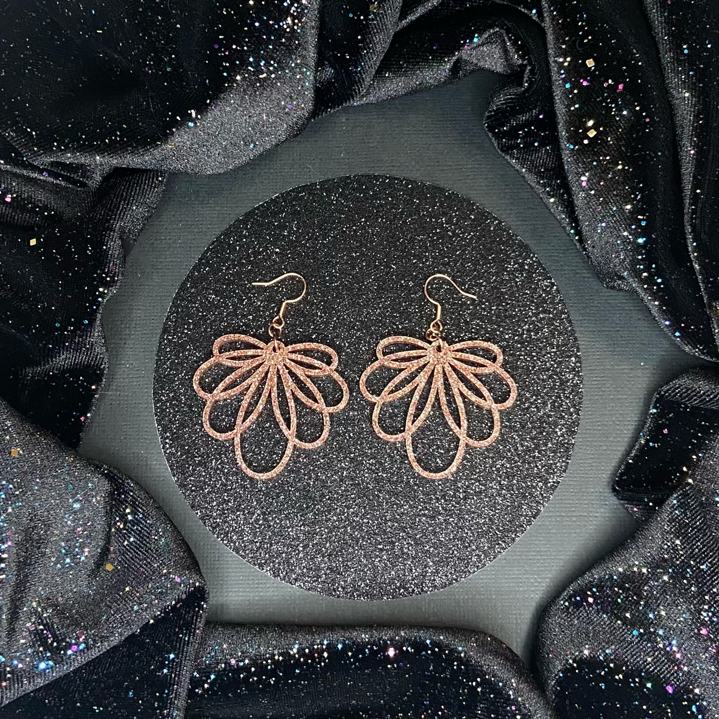 Rose gold glitter leaves