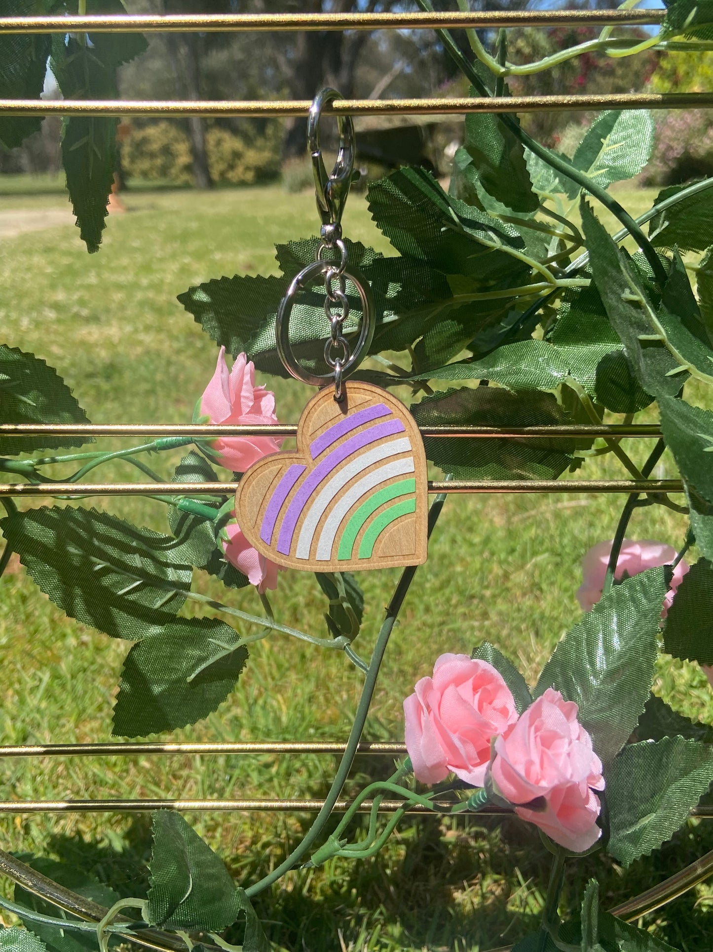 Wooden Pride Heart Keychains - Assorted