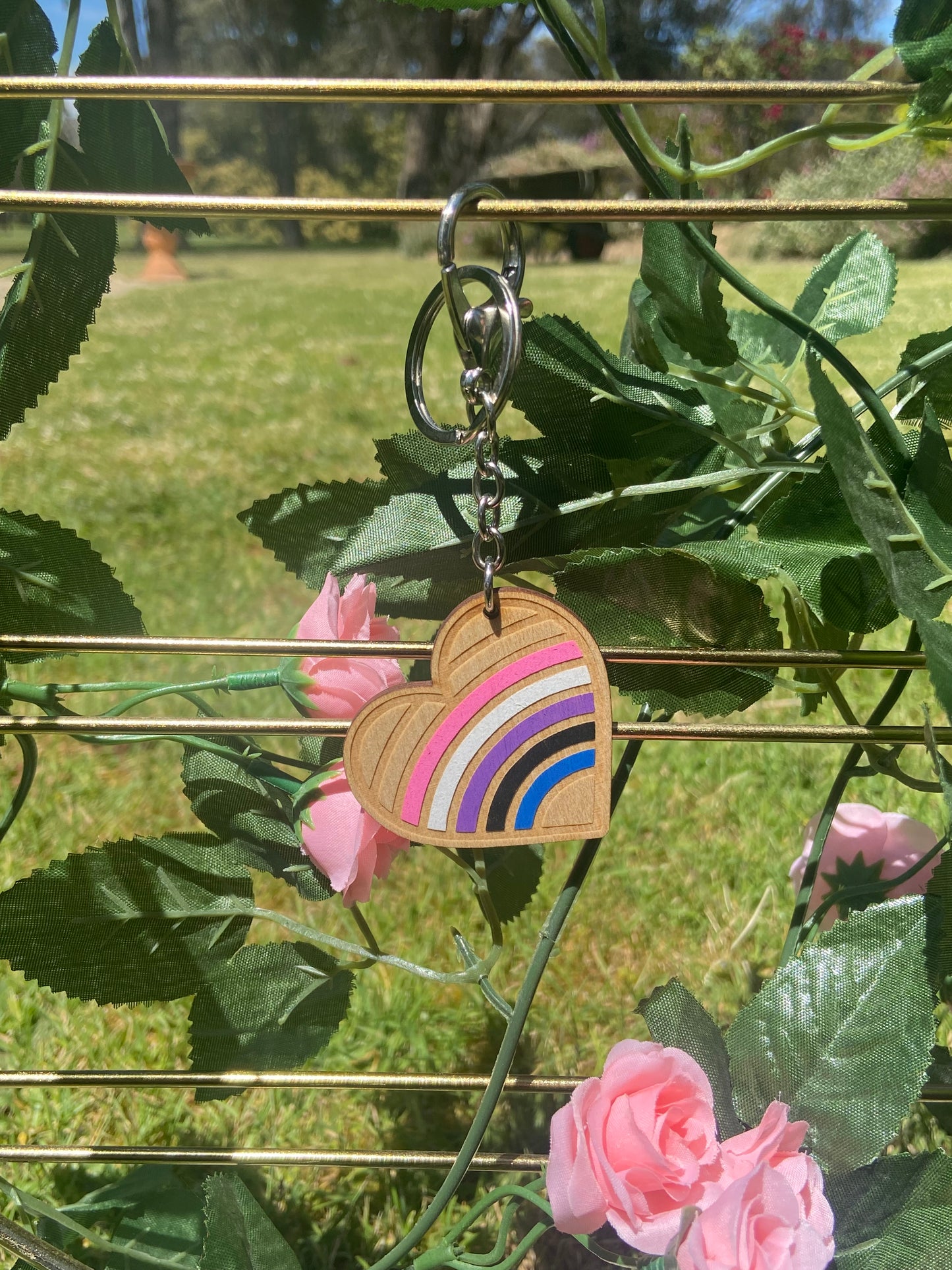 Wooden Pride Heart Keychains - Assorted