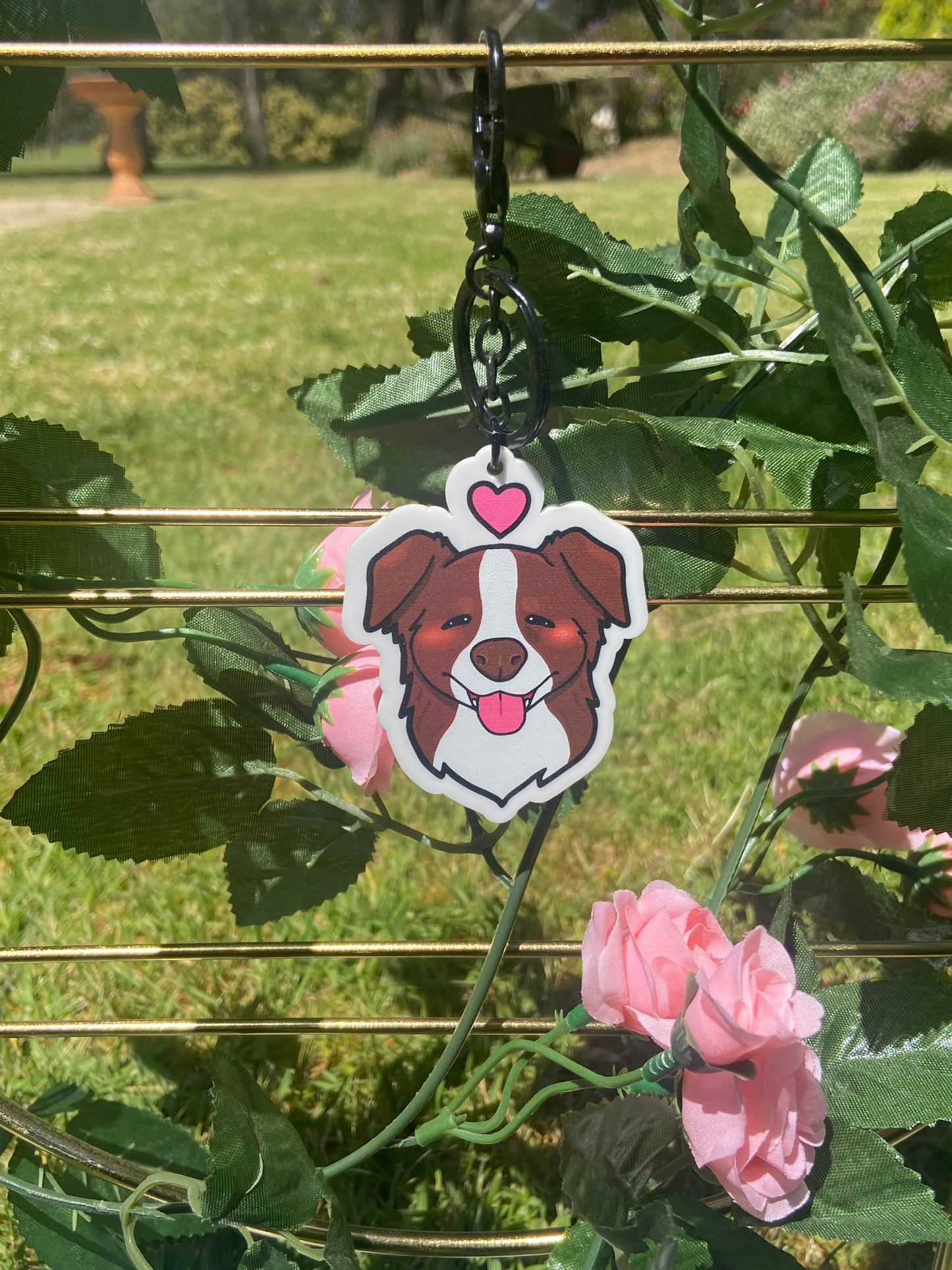 Border Collie Keychain - Chocolate