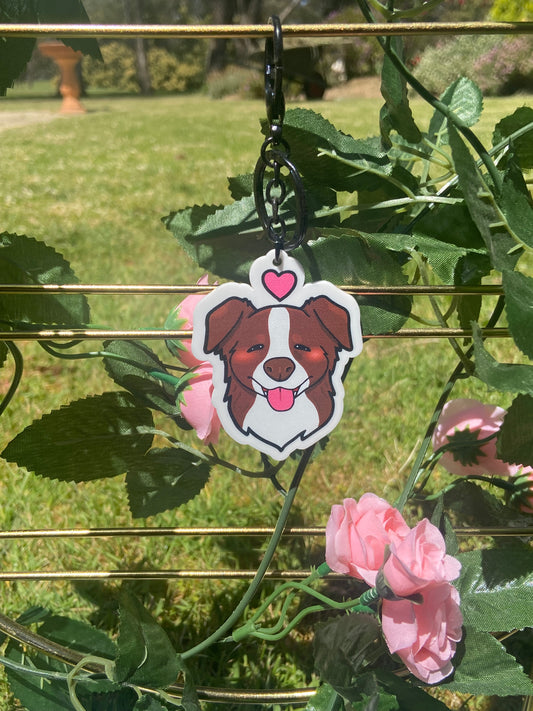 Border Collie Keychain - Chocolate