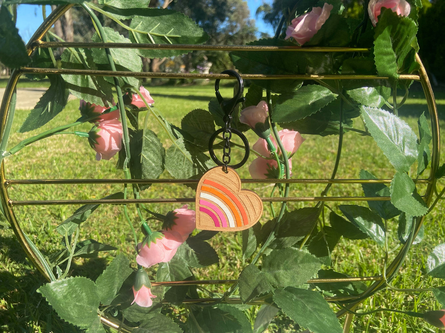 Wooden Pride Heart Keychains - Assorted