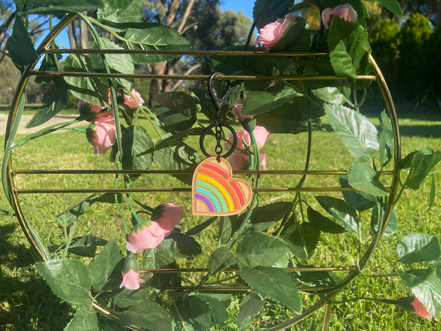 Wooden Pride Heart Keychains - Assorted