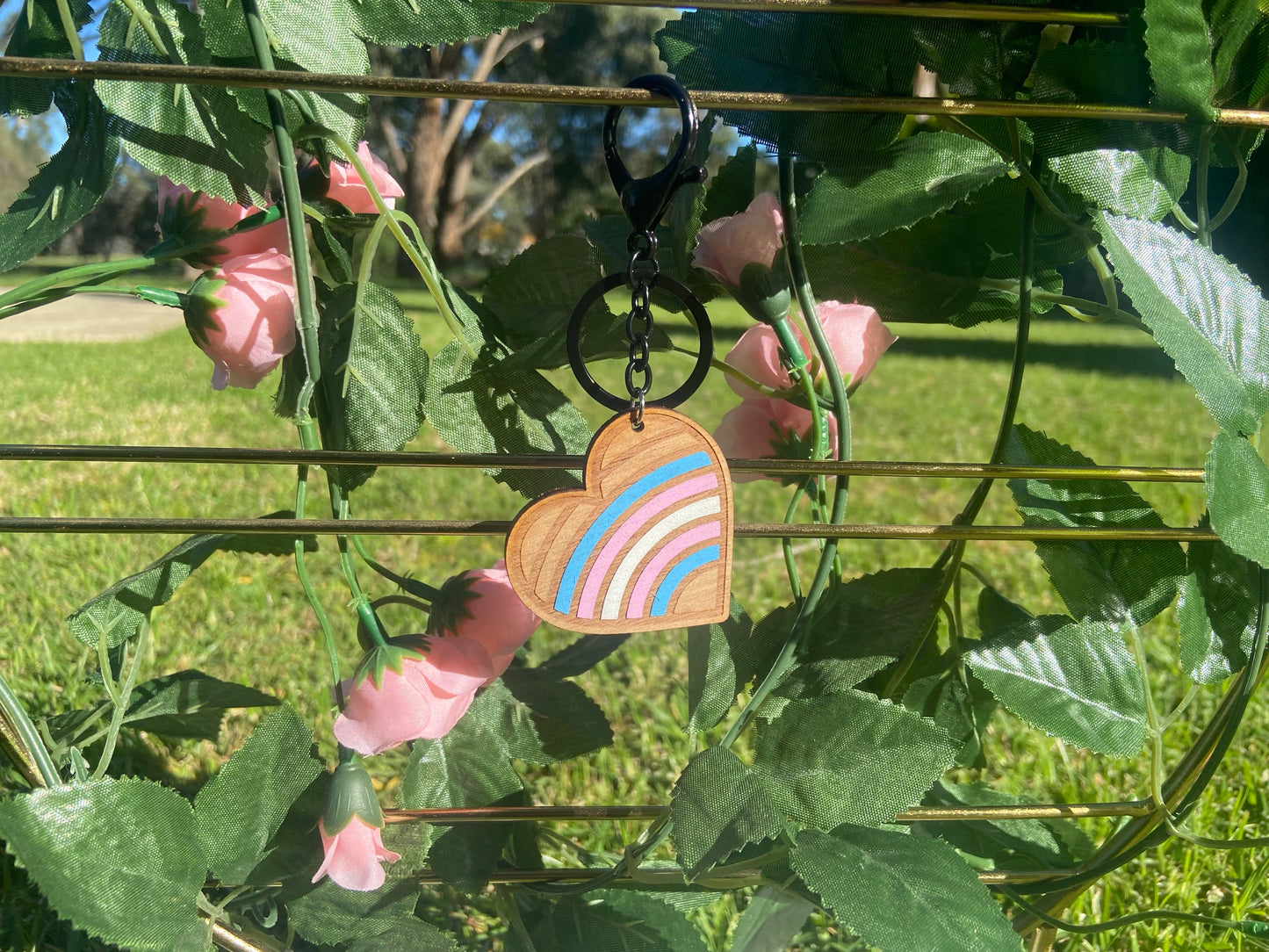 Wooden Pride Heart Keychains - Assorted